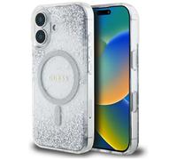 Étui Guess HC Resin Bottom Glitter pour iPhone 16 MagSafe argent
