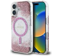 Étui Guess HC Resin Bottom Glitter pour iPhone 16 MagSafe rose