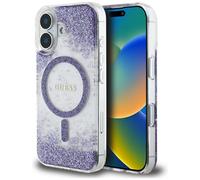Étui Guess HC Resin Bottom Glitter pour iPhone 16 MagSafe violet