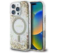 Étui Guess HC Resin Bottom Glitter pour iPhone 16 Pro Max MagSafe or