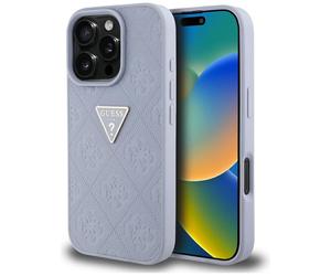 Étui Guess Hot Stamp 4G Pattern Triangle Metal Logo pour iPhone 16 Pro Max violet