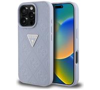 Étui Guess Hot Stamp 4G Pattern Triangle Metal Logo pour iPhone 16 Pro violet