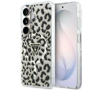 Étui Guess IML à imprimé léopard et motif triangulaire MagSafe pour Samsung Galaxy S26, noir