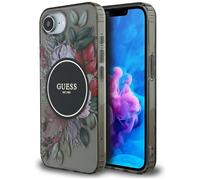 Étui Guess IML Flowers MagSafe pour iPhone 16e noir