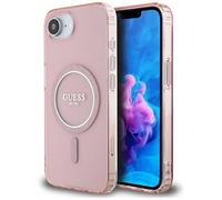 Étui Guess IML Glitter Circle MagSafe pour iPhone 16e rose