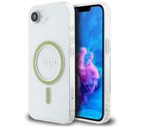 Étui Guess IML Glitter Circle MagSafe pour iPhone 16e transparent