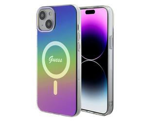 Étui Guess IML Iridescent MagSafe pour iPhone 15 Plus/14 Plus arc-en-ciel