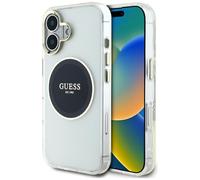 Étui Guess IML Metal Colored Circle Classic Logo MagSafe do iPhone 16 noir