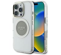 Étui Guess IML Metal Colored Circle Classic Logo MagSafe pour iPhone 16 Pro gris