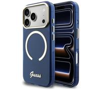 Étui Guess IML Script Metal MagSafe pour iPhone 17 Pro Max, bleu