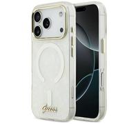 Étui Guess IML Shell Script Metal MagSafe pour iPhone 17 Pro Max, blanc
