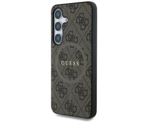 Étui Guess Leather 4G Colored Ring Classic Logo MagSafe pour Samsung Galaxy S25 marron