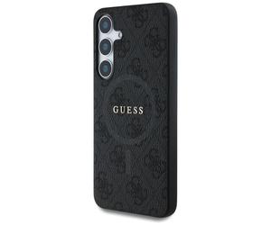 Étui Guess Leather 4G Colored Ring Classic Logo MagSafe pour Samsung Galaxy S25 noir