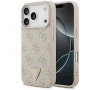Étui Guess Leather 4G Triangle Strass MagSafe pour iPhone 17 Pro rose
