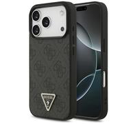 Étui Guess Leather 4G Triangle Strass pour iPhone 18 Pro / 17 Pro, noir