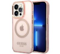 Étui Guess Outline Translucent MagSafe pour iPhone 14 Pro Max, rose