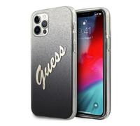 Étui Guess pour iPhone 12/12 Pro 6.1 Noir Paillettes Gradient Script