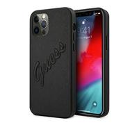Étui Guess pour iPhone 12 Pro Max 6.7 Noir Saffiano Vintage Script