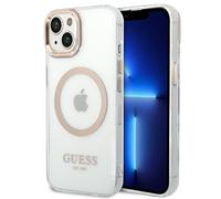 Coque MagSafe Guess Metal Outline dorée pour iPhone 14