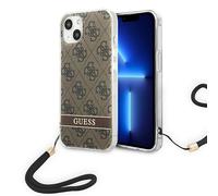 Étui Guess pour iPhone 14 Plus 4G Print Strap marron