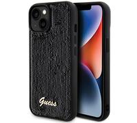Étui Guess pour iPhone 14 Sequin Script Metal noir
