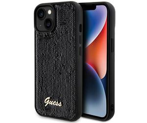 Étui Guess pour iPhone 14 Sequin Script Metal noir