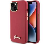 Étui Guess pour iPhone 15 6.1 magenta étui rigide Silicone Script Metal Logo & Frame