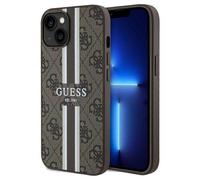 Étui Guess pour iPhone 15 6.1 marron étui rigide 4G Printed Stripes MagSafe