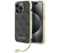 Étui Guess pour iPhone 15 Pro 6.1 gris étui rigide 4G Charms Collection