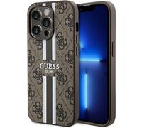 Étui Guess pour iPhone 15 Pro 6.1 marron étui rigide 4G Printed Stripes MagSafe