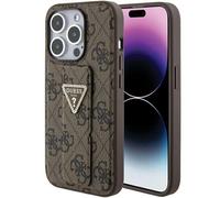 Étui Guess pour iPhone 15 Pro 6.1 marron étui rigide Grip Stand 4G Triangle Strass