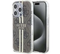 Étui Guess pour iPhone 15 Pro 6.1 marron étui rigide IML 4G Gold Stripe