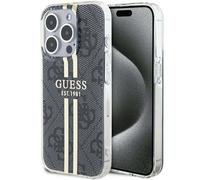 Étui Guess pour iPhone 15 Pro 6.1 noir étui rigide IML 4G Gold Stripe