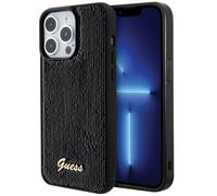 Étui Guess pour iPhone 15 Pro 6.1 noir étui rigide Sequin Script Metal