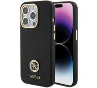 Étui Guess pour iPhone 15 Pro 6.1 noir étui rigide Silicone Logo Strass 4G