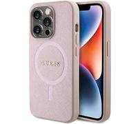 Étui Guess pour iPhone 15 Pro 6.1 rosa étui rigide Saffiano MagSafe