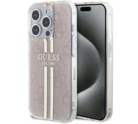 Étui Guess pour iPhone 15 Pro 6.1 rose étui rigide IML 4G Gold Stripe