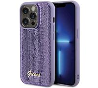 Étui Guess pour iPhone 15 Pro 6.1 violet étui rigide Sequin Script Metal