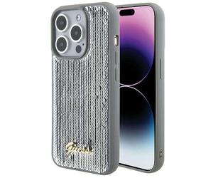 Étui Guess pour iPhone 15 Pro Max 6.7 argent étui rigide Sequin Script Metal