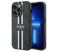 Étui Guess pour iPhone 15 Pro Max 6.7 noir étui rigide 4G Printed Stripes MagSafe