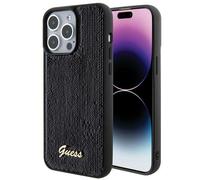 Étui Guess pour iPhone 15 Pro Max 6.7 noir étui rigide Sequin Script Metal