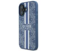 Étui Guess pour iPhone 16 6.1 bleu étui rigide 4G Printed Stripes MagSafe