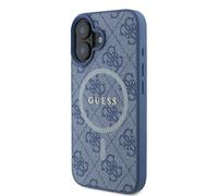 Étui Guess pour iPhone 16 6.1 bleu étui rigide 4G Ring Classic Logo MagSafe