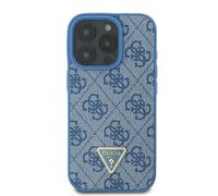 Étui Guess pour iPhone 16 6.1 blue étui rigide Leather Metal Logo Strass Crossbody