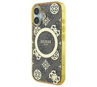 Étui Guess pour iPhone 16 6.1 marron étui rigide IML Peony On 4G Background MagSafe
