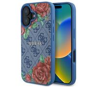 Étui Guess pour iPhone 16 6.1 niebieski/blue étui rigide 4G Flowers Print MagSafe