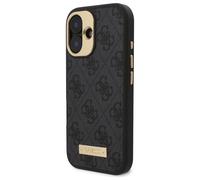 Étui Guess pour iPhone 16 6.1 noir étui rigide 4G Logo Plate MagSafe