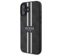 Étui Guess pour iPhone 16 6.1 noir étui rigide 4G Printed Stripes MagSafe