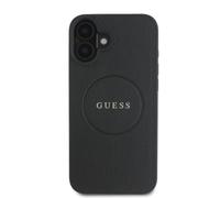 Étui Guess pour iPhone 16 6.1 noir étui rigide Grained Gold Ring MagSafe