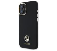 Étui Guess pour iPhone 16 6.1 noir étui rigide Silicone Logo Strass 4G